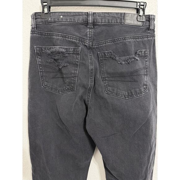 American Eagle Women’s Size 2 Black Distressed Ripped Mom Jeans - Picture 5 of 7